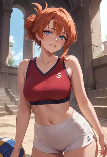 majo_no_tabitabi,elaina_(majo_no_tabitabi),volleyball uniform  - AI generated anime art