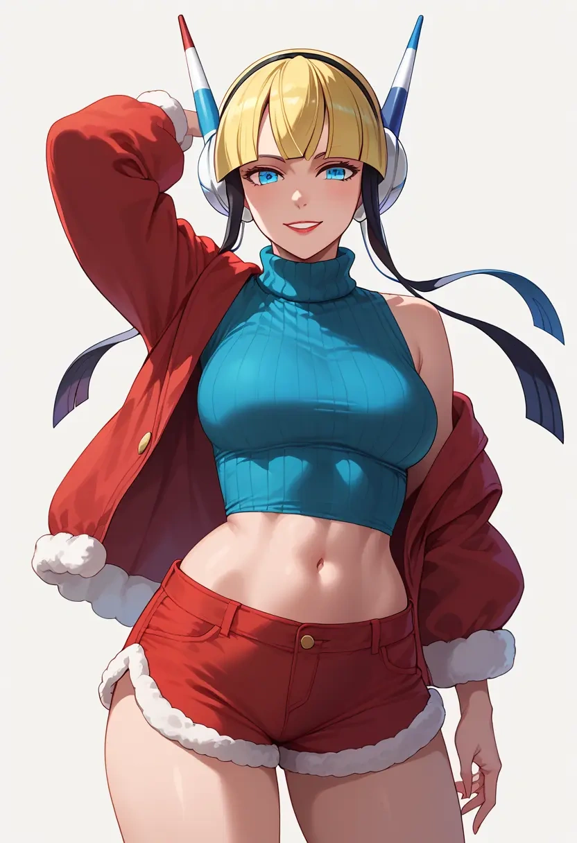 pokemon,elesa_(pokemon),Christmas,red velvet shorts,turtleneck sweater  - 