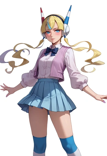 pokemon,elesa_(pokemon),spring,student uniform,vest  - AI generated anime art