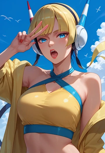 pokemon,elesa_(pokemon),halter top,track pants  - AI generated anime art