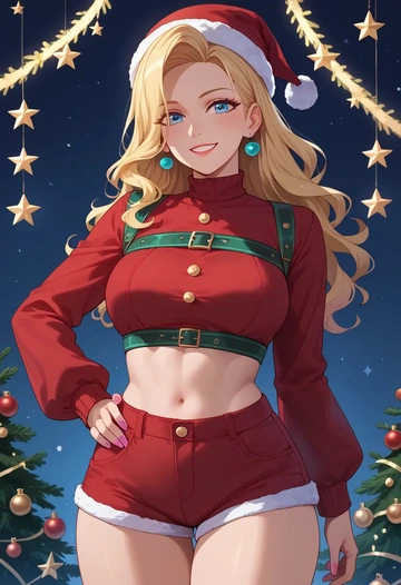 tera_online,elin,Christmas,red velvet shorts  - AI generated anime art