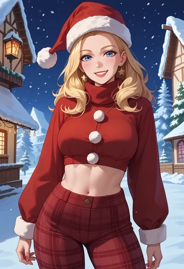 tera_online,elin,Christmas,plaid trousers  - AI generated anime art