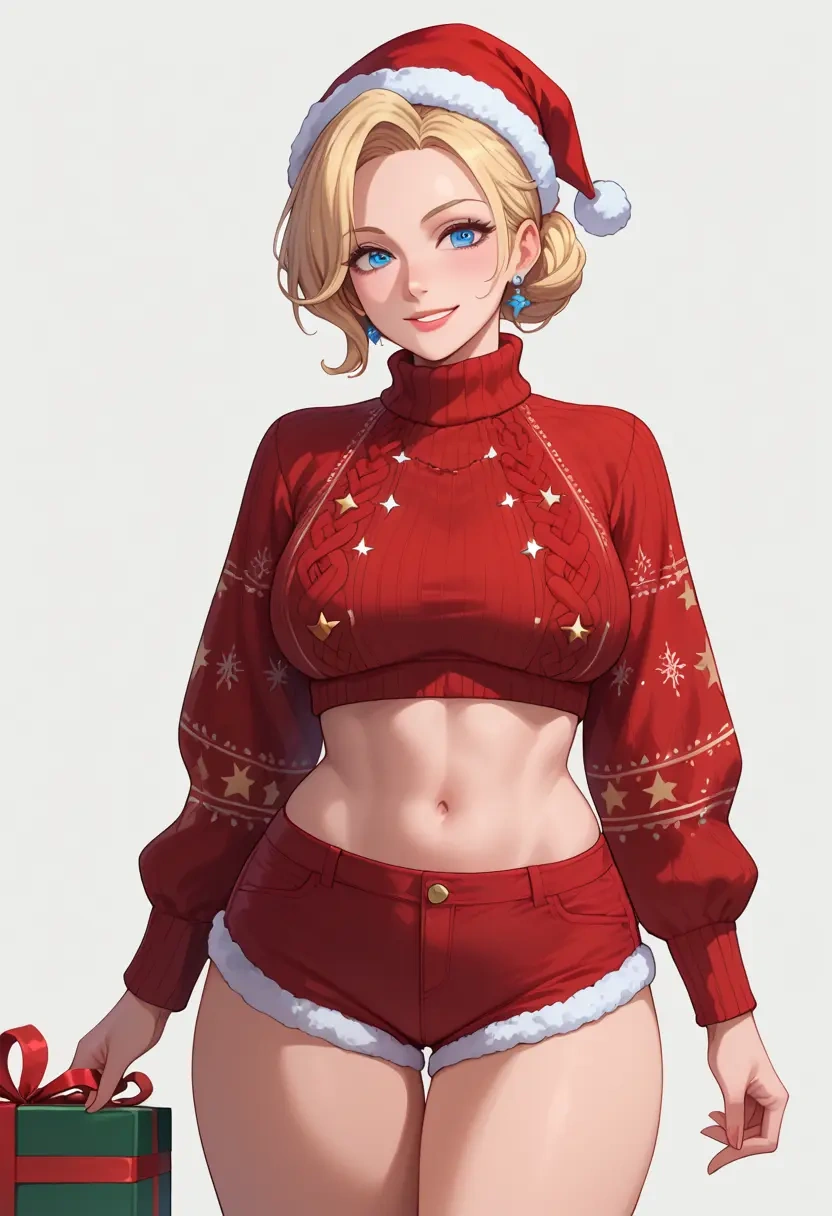 tera_online,elin,Christmas,red velvet shorts,turtleneck sweater  - 