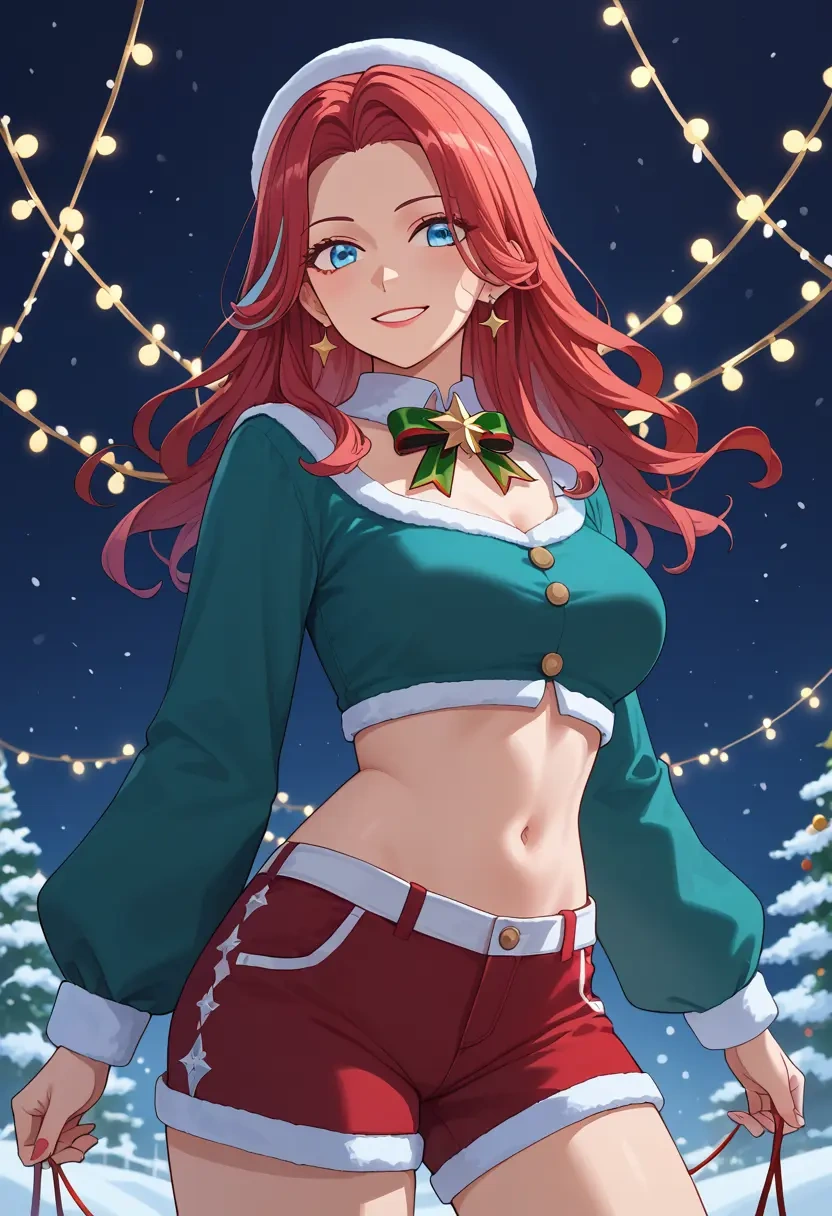 nijisanji,elira_pendora,Christmas,red velvet shorts  - 