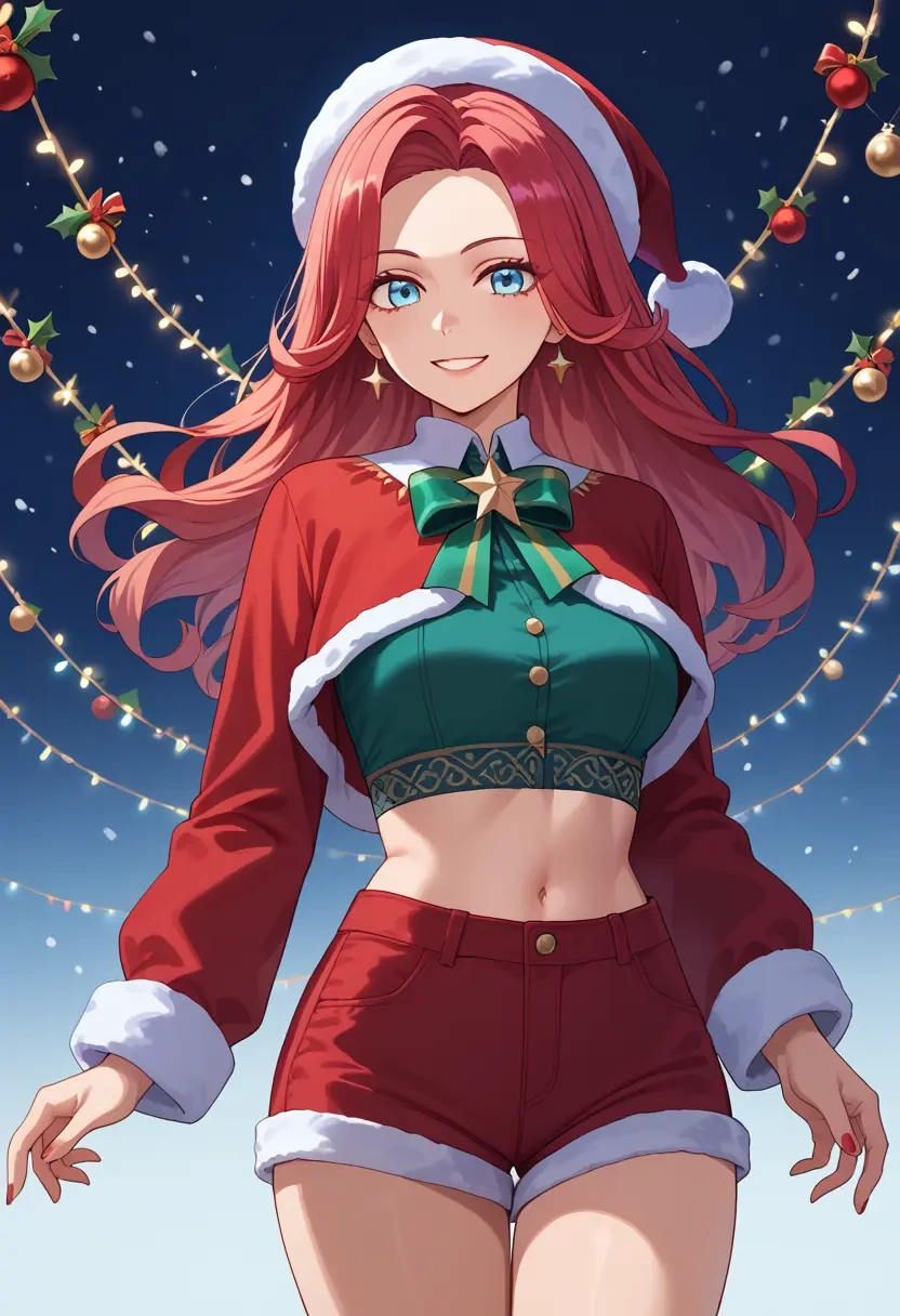 nijisanji,elira_pendora,Christmas,red velvet shorts  - 