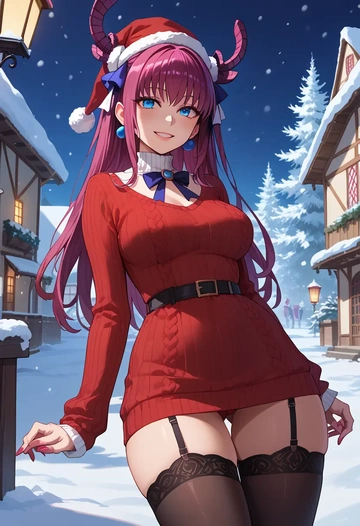 fate_(series),elizabeth_bathory_(fate),sweater,stockings,Thigh garters  - AI generated anime art