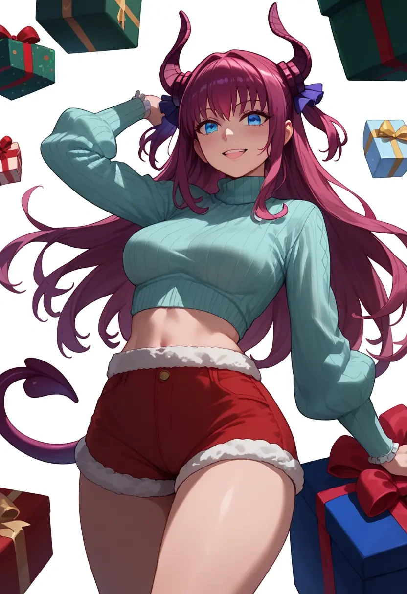 fate_(series),elizabeth_bathory_(fate),Christmas,red velvet shorts,turtleneck sweater  - 