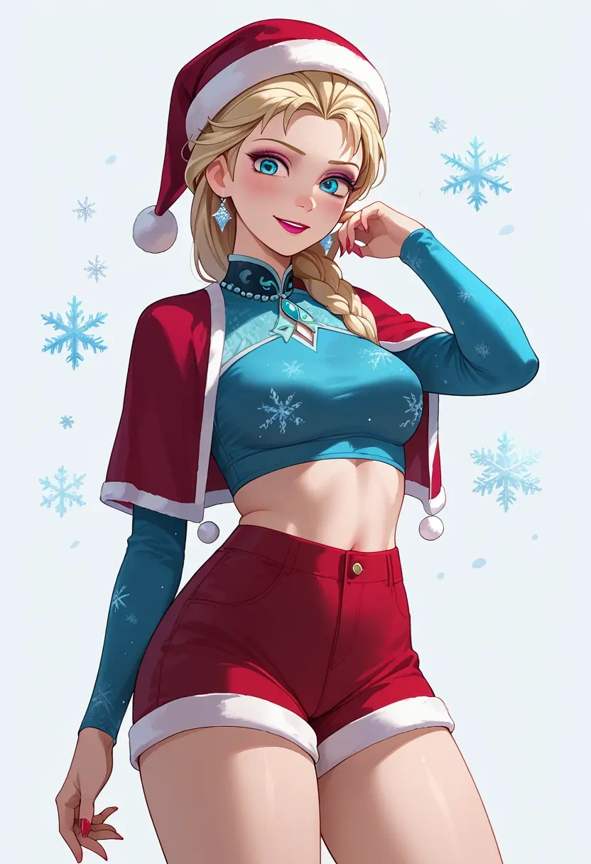 frozen_(disney),elsa_(frozen),Christmas,red velvet shorts  - 