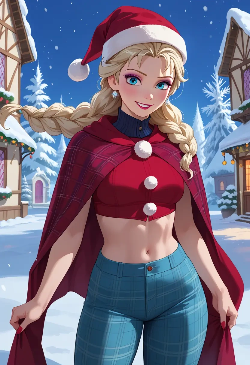 frozen_(disney),elsa_(frozen),Christmas,plaid trousers  - 