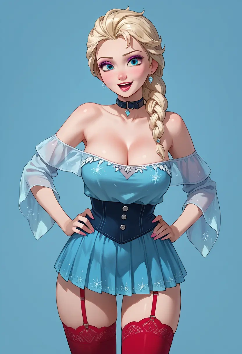 frozen_(disney),elsa_(frozen),collar,oversized,Thigh garters  - 