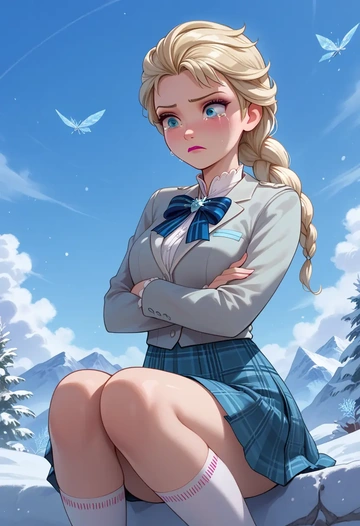 frozen_(disney),elsa_(frozen),spring,student uniform,blazer  - AI generated anime art