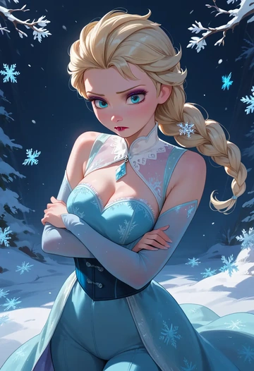 frozen_(disney),elsa_(frozen),jumpsuit,sleeveless,flare pants  - AI generated anime art