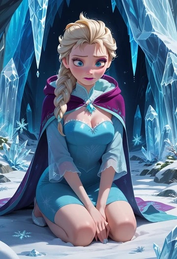 frozen_(disney),elsa_(frozen),crop windbreaker,shorts  - AI generated anime art