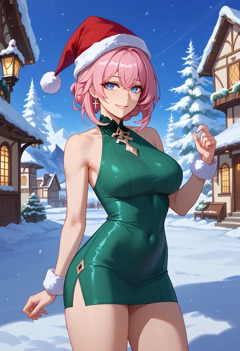 honkai_(series),elysia_(honkai_impact),Christmas,dress  - 