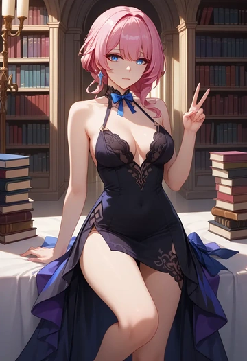 honkai_(series),elysia_(honkai_impact),nightdress  - AI generated anime art