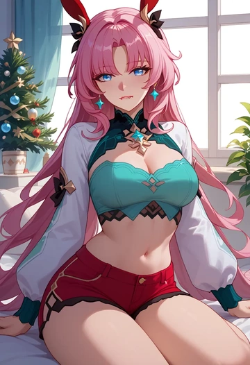 honkai_(series),elysia_(honkai_impact),red velvet shorts  - AI generated anime art