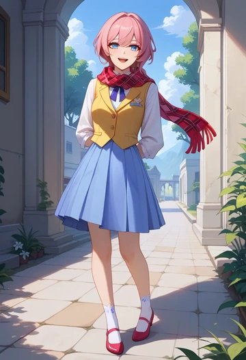 honkai_(series),elysia_(honkai_impact),spring,student uniform,vest  - AI generated anime art