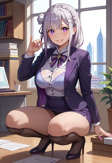 re:zero_kara_hajimeru_isekai_seikatsu,emilia_(re:zero),OL, bikini, sexy  - AI generated anime art