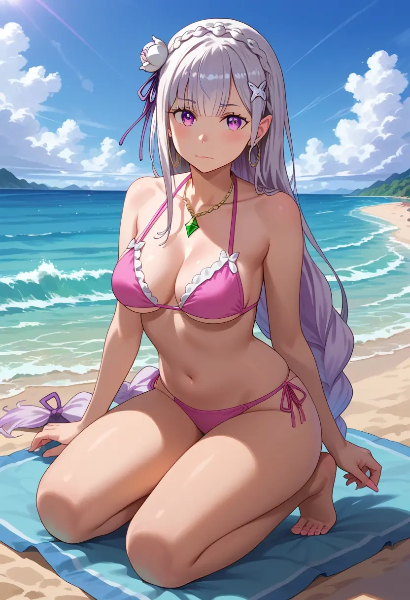 re:zero_kara_hajimeru_isekai_seikatsu,emilia_(re:zero),bikini  - 