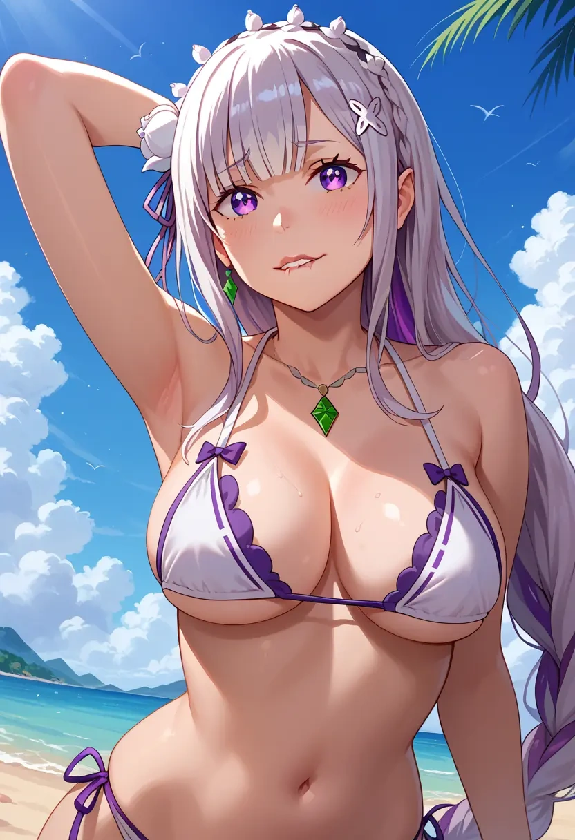 re:zero_kara_hajimeru_isekai_seikatsu,emilia_(re:zero),bikini  - 