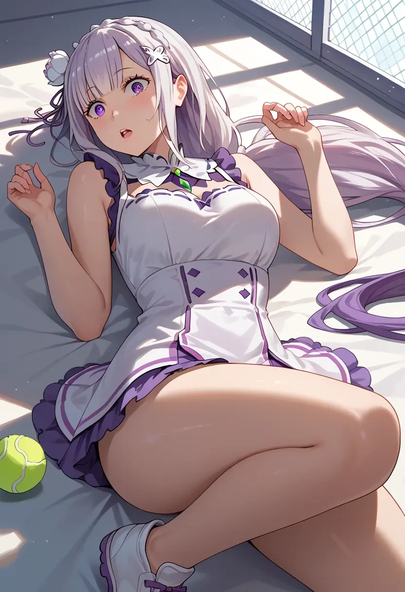 re:zero_kara_hajimeru_isekai_seikatsu,emilia_(re:zero),tennis skirt  - 