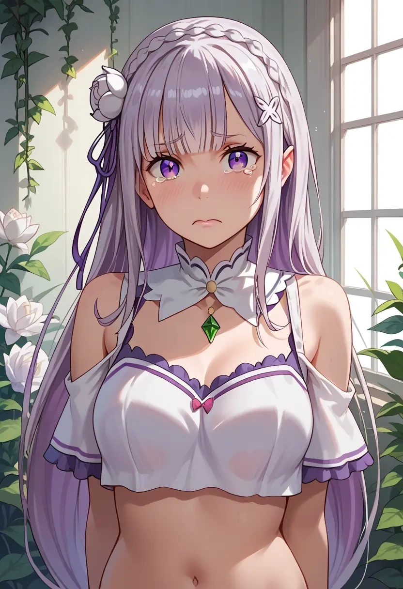 re:zero_kara_hajimeru_isekai_seikatsu,emilia_(re:zero),crop top,athletic shorts  - 