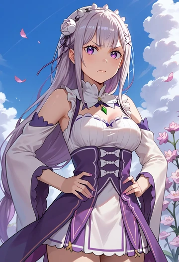 re:zero_kara_hajimeru_isekai_seikatsu,emilia_(re:zero),turtleneck,knit,maxi skirt  - AI generated anime art