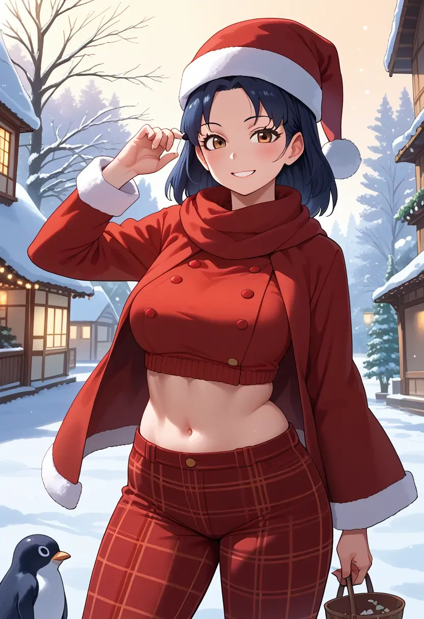 kemono_friends,emperor_penguin_(kemono_friends),Christmas,plaid trousers  - 