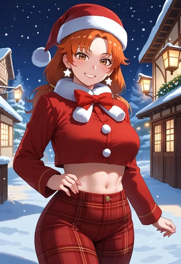 kemono_friends,emperor_penguin_(kemono_friends),Christmas,plaid trousers  - AI generated anime art