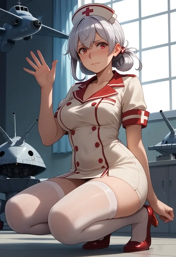 kantai_collection,enemy_aircraft_(kancolle),nurse,stockings,sexy,panties  - AI generated anime art