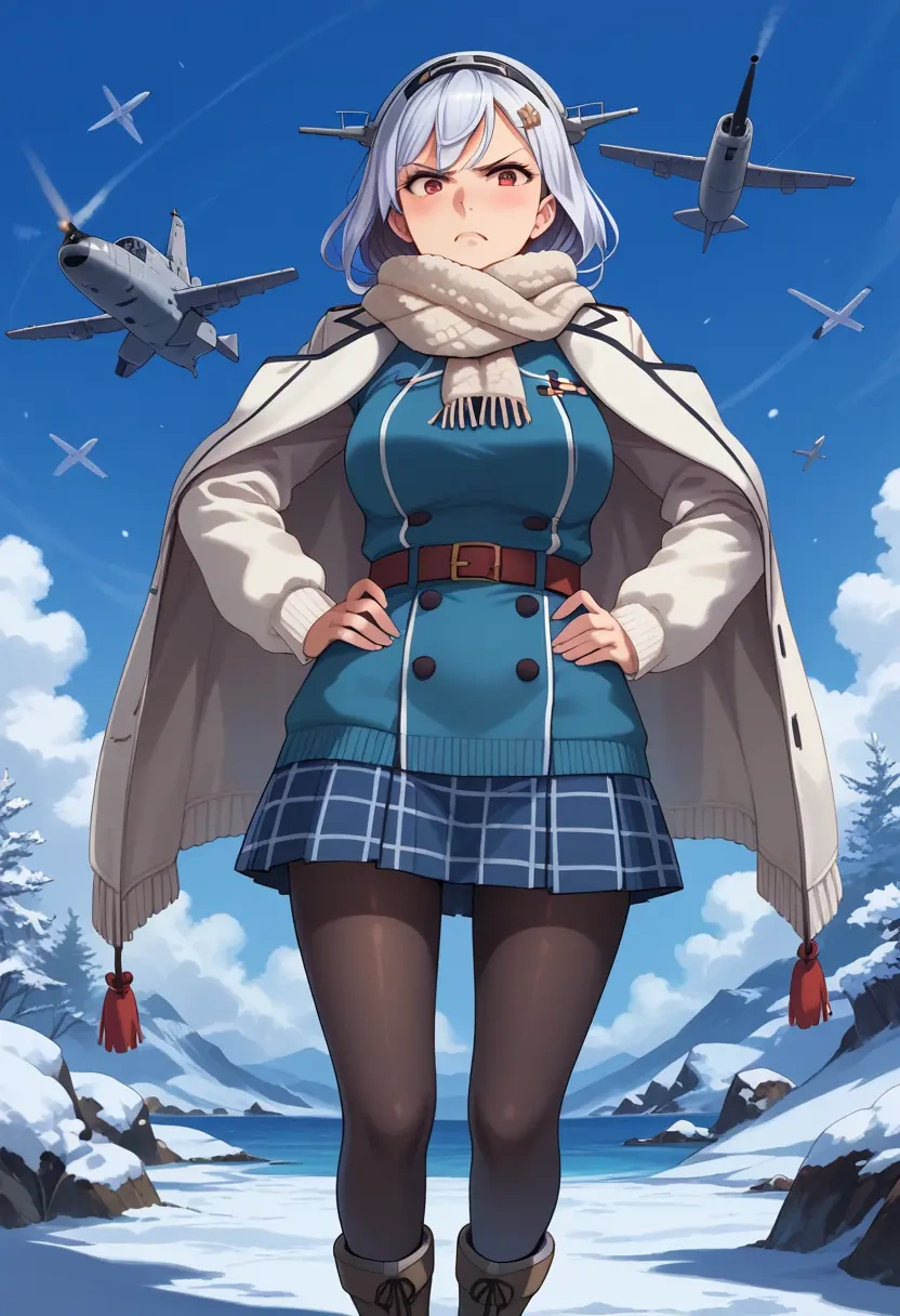 kantai_collection,enemy_aircraft_(kancolle),winter,student uniform,down jacket  - 