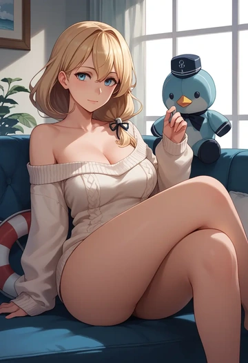 kantai_collection,enemy_lifebuoy_(kancolle),off-shoulder,sweater  - AI generated anime art