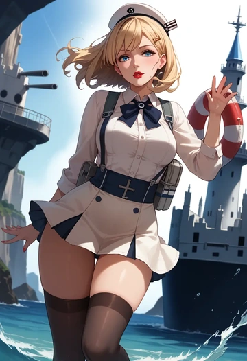 kantai_collection,enemy_lifebuoy_(kancolle),secretary,stockings  - AI generated anime art