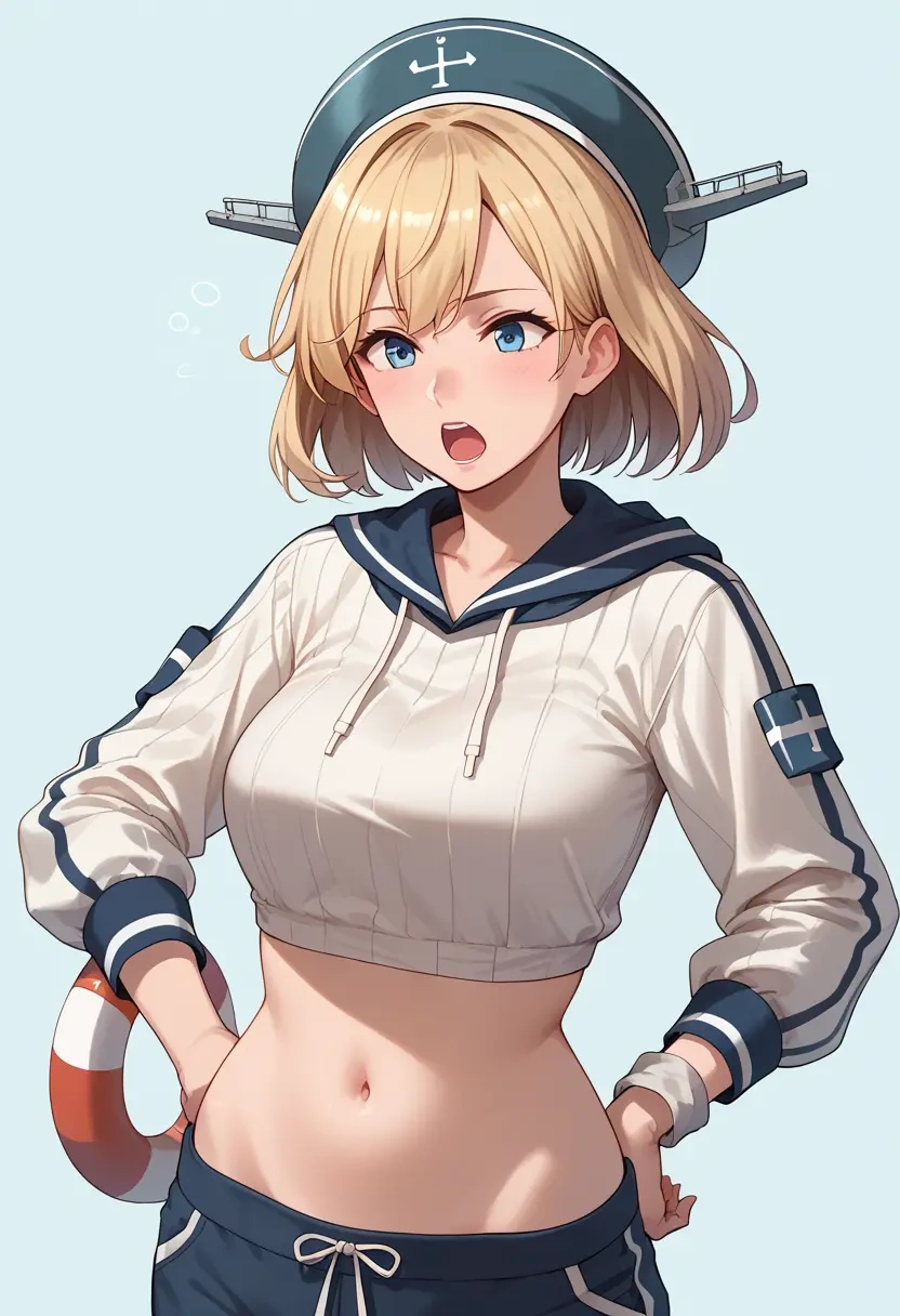 kantai_collection,enemy_lifebuoy_(kancolle),hoodie,cropped,high-waisted joggers  - 