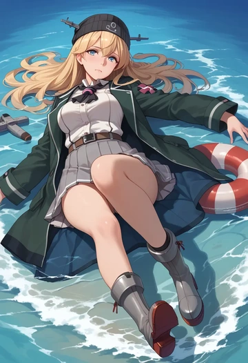 kantai_collection,enemy_lifebuoy_(kancolle),winter,student uniform,duffle coat  - AI generated anime art