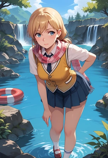 kantai_collection,enemy_lifebuoy_(kancolle),spring,student uniform,vest  - AI generated anime art