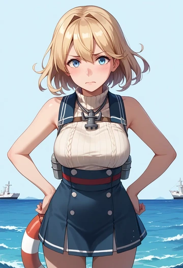 kantai_collection,enemy_lifebuoy_(kancolle),turtleneck,knit,maxi skirt  - AI generated anime art