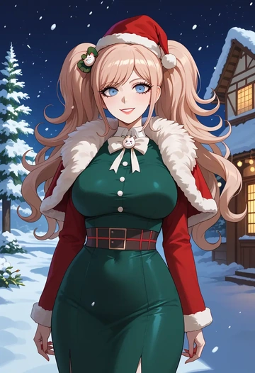 danganronpa_(series),enoshima_junko,Christmas,dress  - AI generated anime art