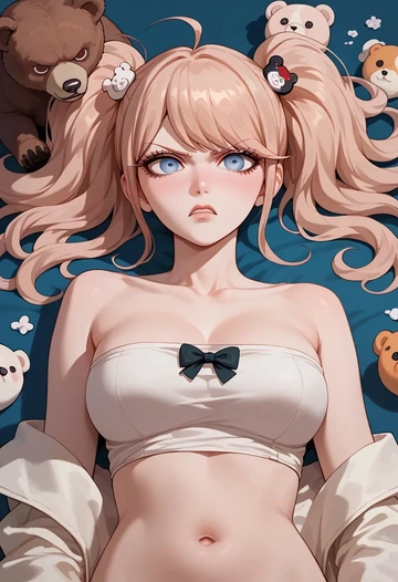 danganronpa_(series),enoshima_junko,tube top,jogger shorts  - AI generated anime art