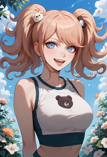 danganronpa_(series),enoshima_junko,sports crop,high-waisted shorts  - AI generated anime art