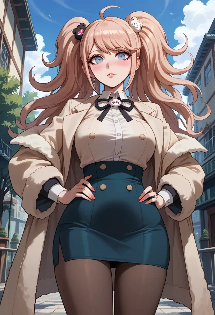 danganronpa_(series),enoshima_junko,coat,long,double-breasted,pencil skirt  - 