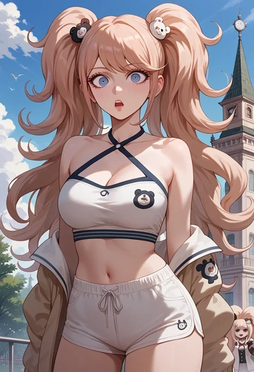 danganronpa_(series),enoshima_junko,halter top,track pants  - AI generated anime art