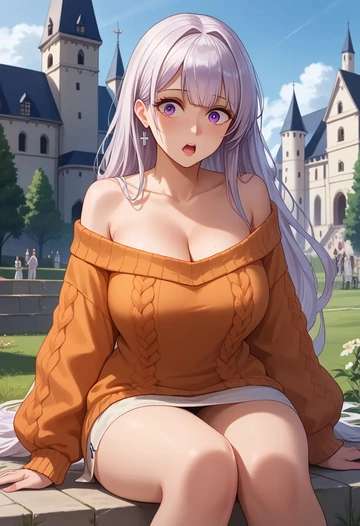 azur_lane,enterprise_(azur_lane),orange,sweater  - AI generated anime art