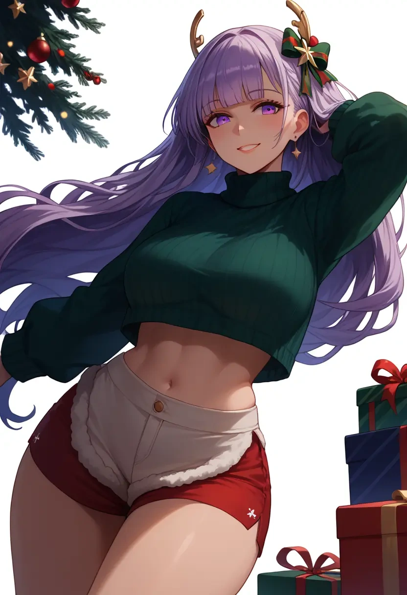 azur_lane,enterprise_(azur_lane),Christmas,red velvet shorts,turtleneck sweater  - 