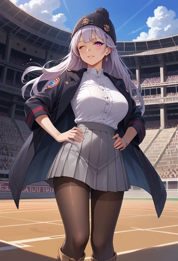 azur_lane,enterprise_(azur_lane),winter,student uniform,duffle coat  - AI generated anime art