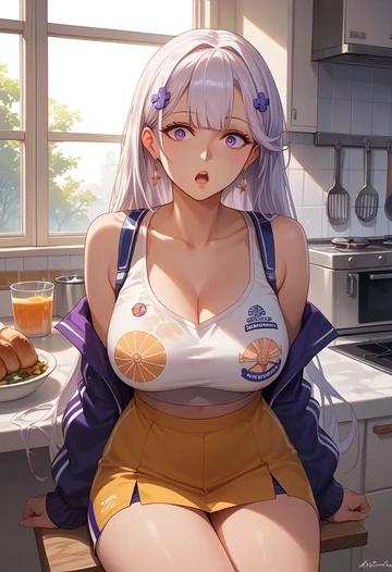 azur_lane,enterprise_(azur_lane),crop top,athletic shorts  - AI generated anime art