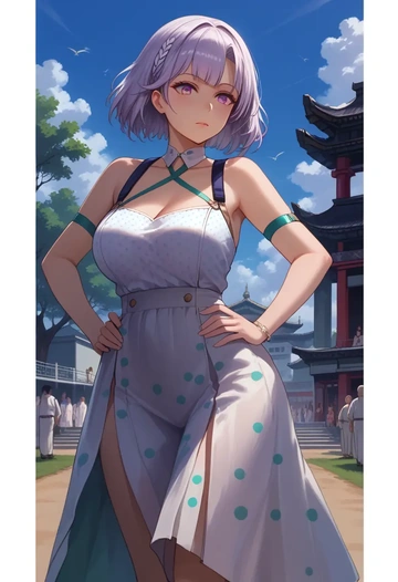 azur_lane,enterprise_(azur_lane),silk slip dress,polka dots  - AI generated anime art