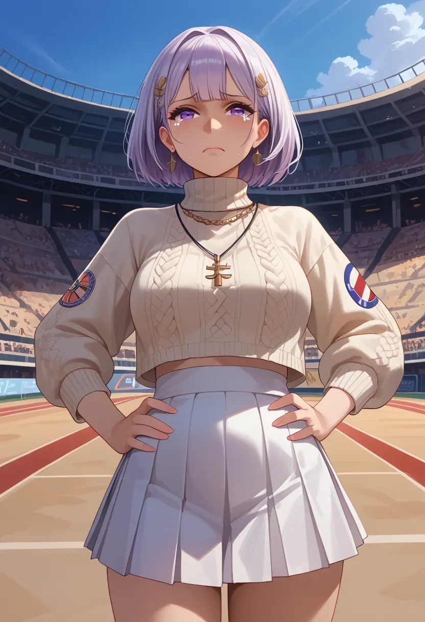 azur_lane,enterprise_(azur_lane),sweater,cropped,pleated midi skirt  - 