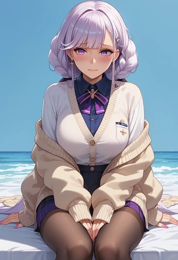 azur_lane,enterprise_(azur_lane),cardigan,oversized,wide-leg pants  - AI generated anime art