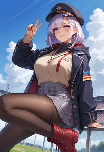 azur_lane,enterprise_(azur_lane),winter,student uniform,hooded coat  - AI generated anime art